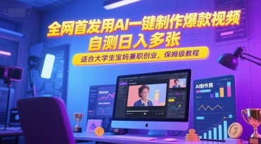 全网首发用AI一键制作爆款视频，自测日入多张，适合大学生宝妈兼职创业，保姆级教程-零云博客