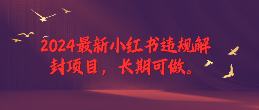 2024最新小红书违规解封项目，一个可以做到退休的项目-零云博客