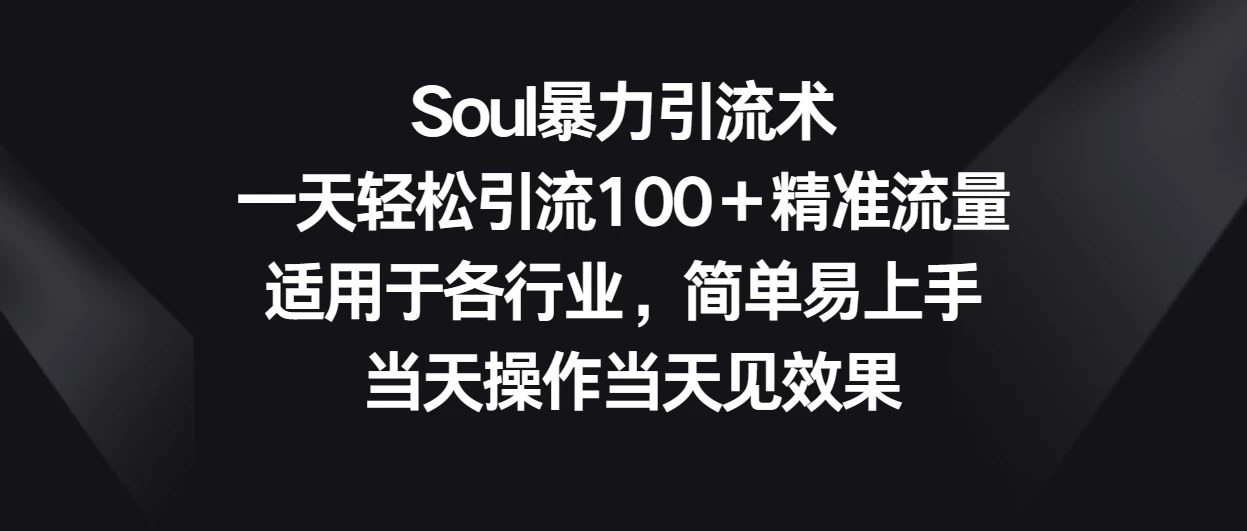 Soul暴力引流术，一天轻松引流100＋精准流量，适用于各行业，简单易上手 当天操作当天见效果-零云博客