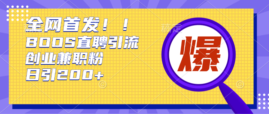 全网首发！BOOS直聘引流创业兼职粉，单号200+-零云博客