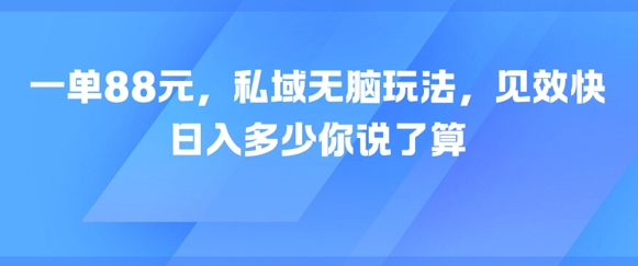 一单88元，私域无脑玩法，见效快，日入多少你说了算-零云博客