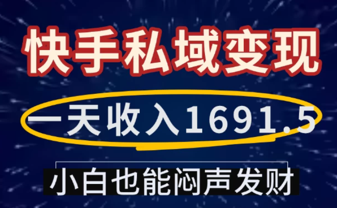 一天收入1691.5，快手私域变现，小白也能闷声发财-零云博客