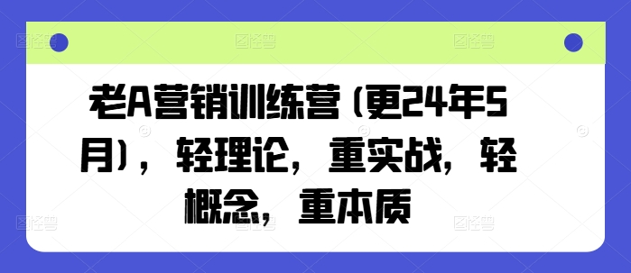 老A营销训练营(更25年6月)，轻理论，重实战，轻概念，重本质-零云博客