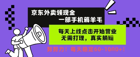 京东外卖领现金，一部手机薅羊毛，每天上线动动手指，无需打理，每天保底60+，每天就是如此轻松【揭秘】-零云博客