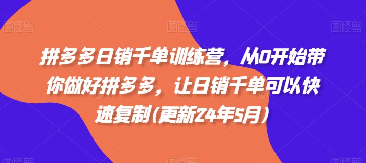 拼多多日销千单训练营，从0开始带你做好拼多多，让日销千单可以快速复制(更新25年6月)-零云博客