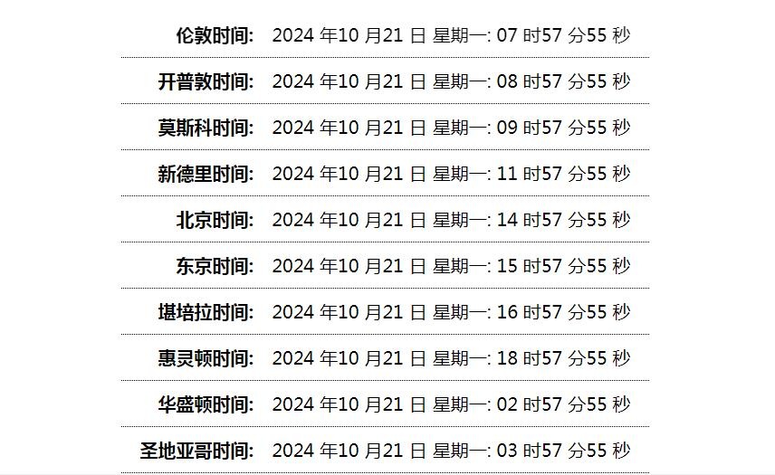 世界时间单页网站HTML源码-零云博客