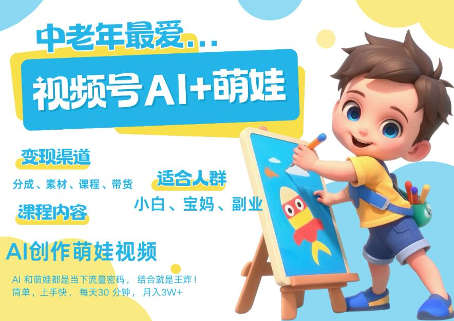 AI+萌娃，又一爆款密码，小白3步上手，爆款率80%，每天十分钟，轻松AI变现萌娃搞钱！月入5W，抓紧学！-零云博客
