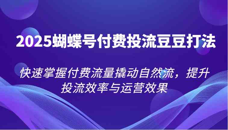 2025蝴蝶号付费投流豆豆打法，快速掌握付费流量撬动自然流，提升投流效率与运营效果-零云博客